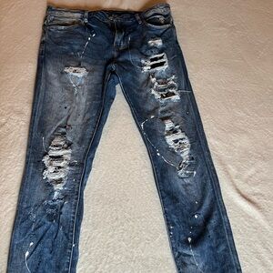 Used Embellish Patched Skinny Jeans 36 x 32